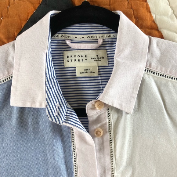 NWT. Kate Spade Broome Street colorblock shirtdress, size small. - Picture 3 of 13